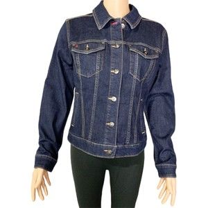 EV1 Gold Glitter Love Flag Jacket Women's Size M Dark Wash